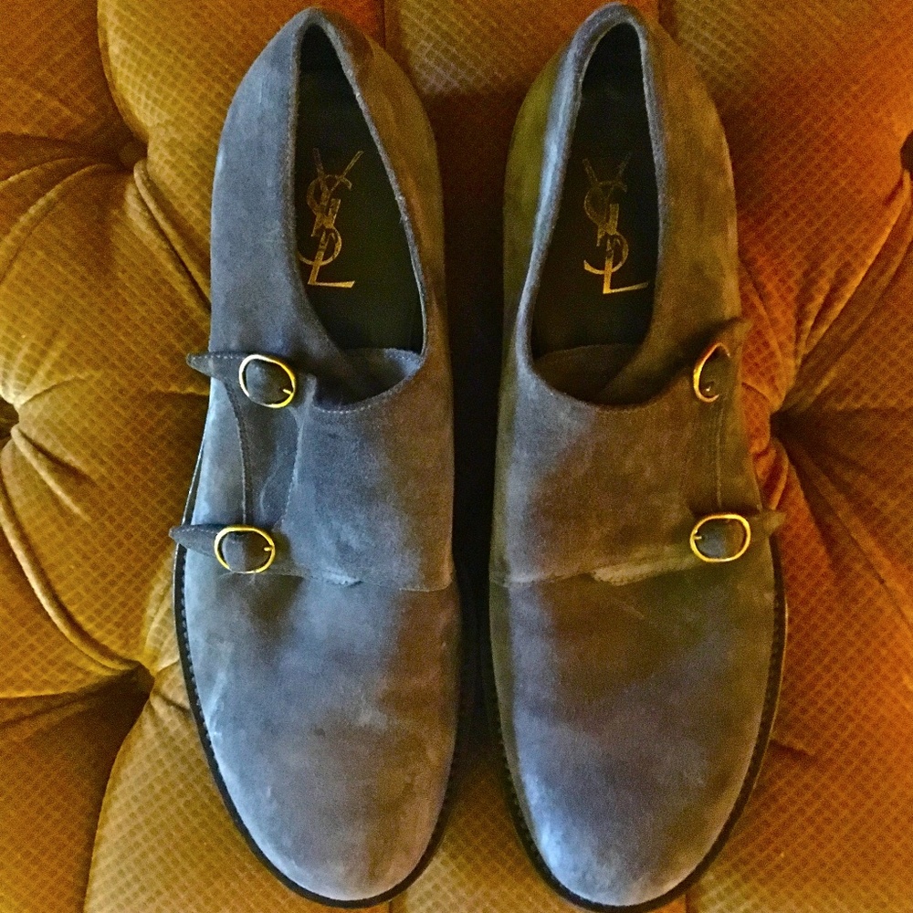 YSL grey suede buckle shoe, rubber sole SZ 43